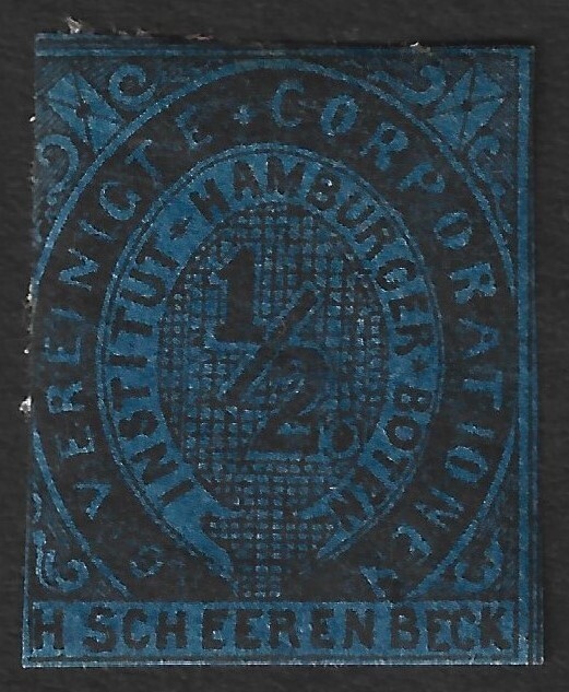 Germany HAMBURG Boten H. Scheerenbeck 1862 1/2pf local post stamp imperf #4