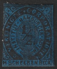 Germany HAMBURG Boten H. Scheerenbeck 1862 1/2pf local post stamp imperf #4