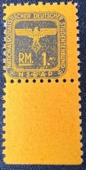 1940s German NS Student League Stamp RM 1 YELLOW DUES LABEL NSDAP Eagle Unused