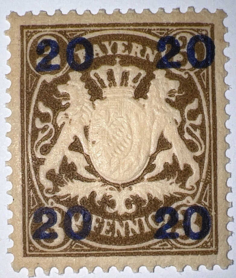 Travelstamps: 1920 Germany Bayern Overprint Stamp Scott#237, Mi 177 – Mint Og Lh