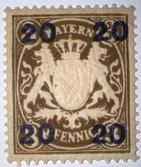 Travelstamps: 1920 Germany Bayern Overprint Stamp Scott#237, Mi 177 – Mint Og Lh