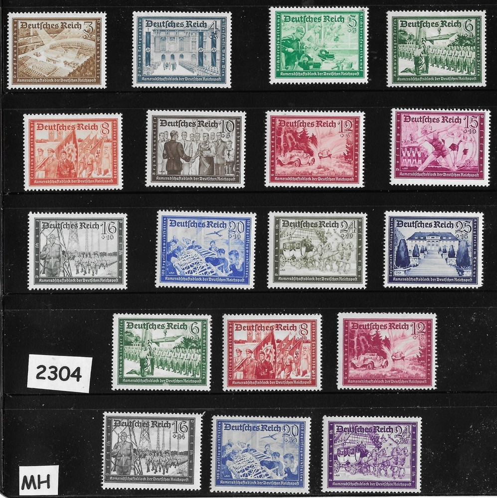 MH set B148-159 1939 & 1941 18 stamps Postal Hitlers‘ Culture fund #2304
