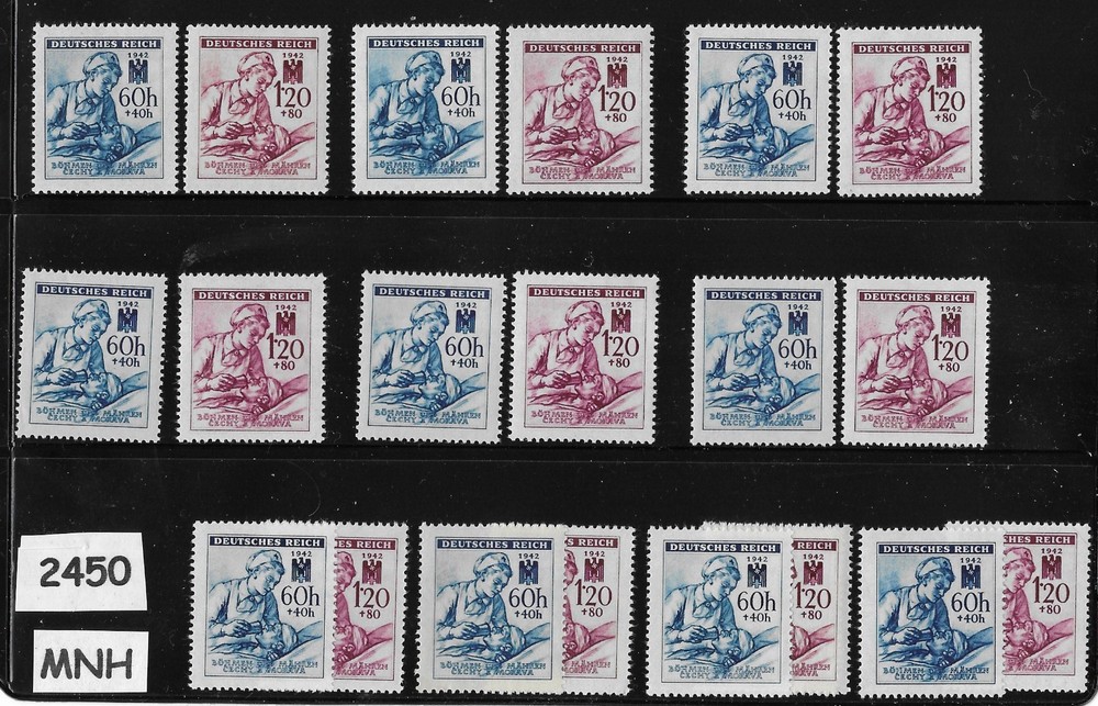 MNH Stamp sets X10 B11-B12 1942 Germany WWII Red Cross Nurse & soldier #2450