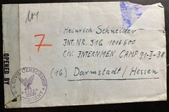 Post WW2 Germany Censored Cover To Interment Camp POW Darmstadt Schneider