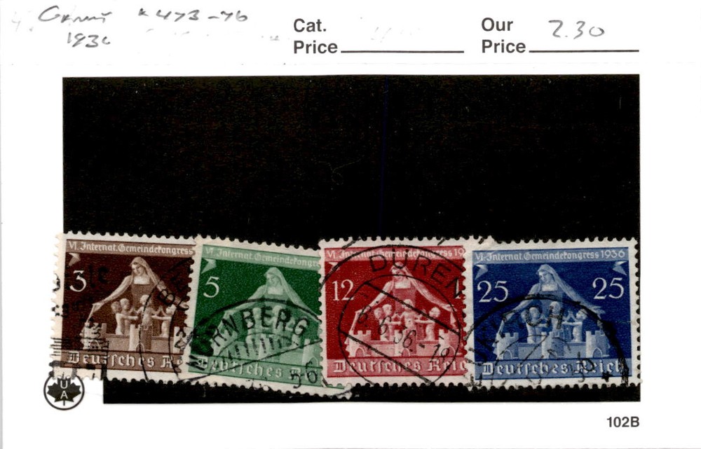 Germany, Postage Stamp, #473-476 Used, 1936 Municipalities (AE)