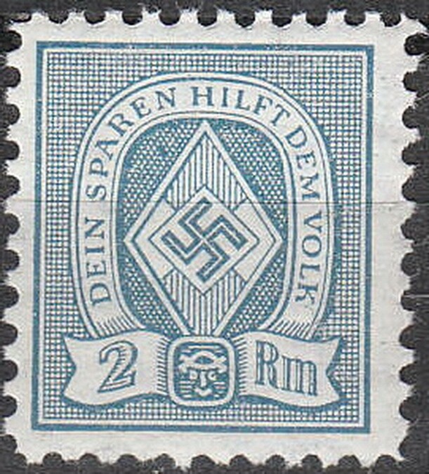 Stamp Germany Revenue WWII 3rd Recih Era Sport Folk HJ 2RM MNG
