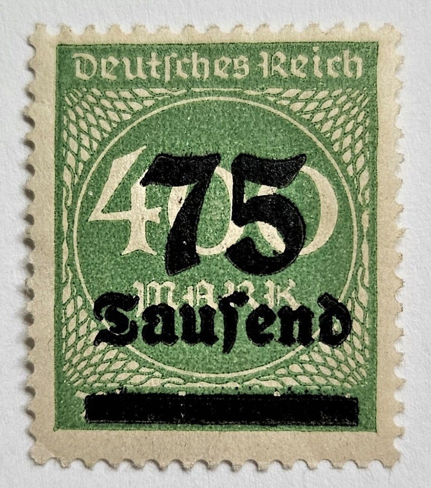 Germany VINTAGE 1923 Deutches Reich Overprint, 75 Tausand/400 Mark, Mint, LH