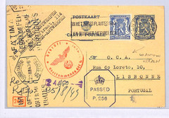 BELGIUM WW2 Germany Occ 1943 Card LISBON *OCA* UNDERCOVER ADDRESS Refugees WB251