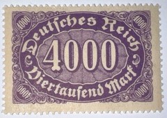 Travelstamps: 1922 Germany Stamps Deutsches Reich 4000 Mark Mi. Nr. 255 MOGNH