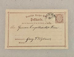 Deutsche Reichs 19th century postcard (1874) fine handwriting and printed stamp