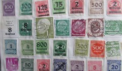 151 VINTAGE GERMAN WEIMAR REPUBLIC HYPER INFLATION STAMPS 6 PAGES STAMP ALBUM