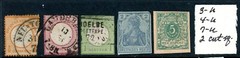 Germany Scott # 3, 4, 7 – Used – Space Filler, 2 Cut Square – Used (6-C242)