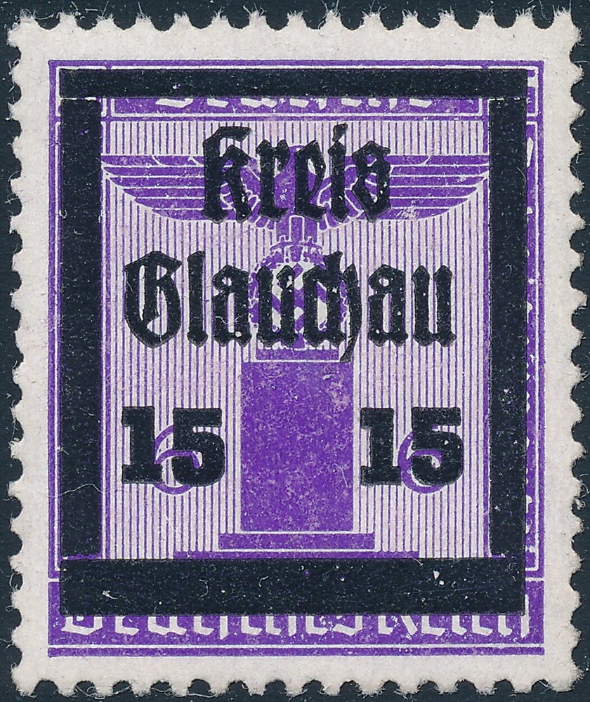 Stamp Germany 1945 WW2 3rd Reich Hitler Kreis Local OP Glauchau 15 Franchise MNH
