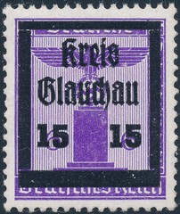 Stamp Germany 1945 WW2 3rd Reich Hitler Kreis Local OP Glauchau 15 Franchise MNH