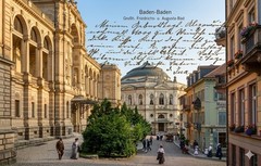 1903 Baden-Baden to Strassburg Postcard Germania 5pf Violet Cachet Mail Route .