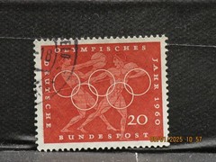 The listing:(1)1960 Deutsche Rome Olympics 20 Pf West German Postage Stamp-LH