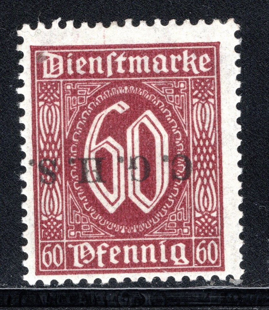 Upper Silesia Stamp Scott #O46, 60pf, Official, EOF Inverted Overprint, MLH