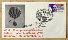 GAS BALLOON WORLD CHAMPIONSHIPS AUGSBURG 1976 AUTOGRAPHED FDC by CHARLES DOLLFUS