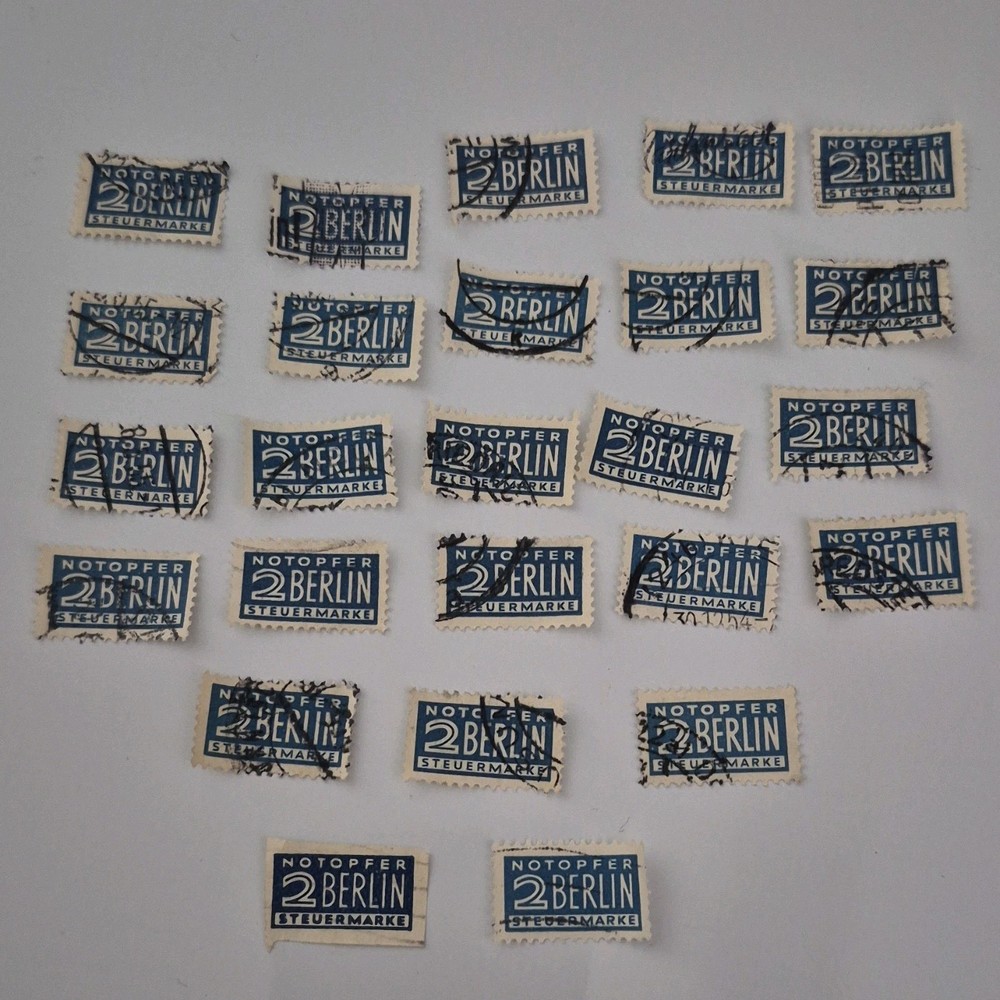 Berlin Revenue Tax Used Stamps Lot of 25 Notopfer Steuermark Type I, III, and IV