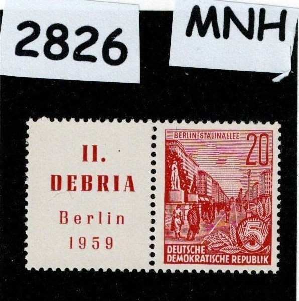 MNH stamp with Debria label 1959 DDR East Germany Scott #478 #2826