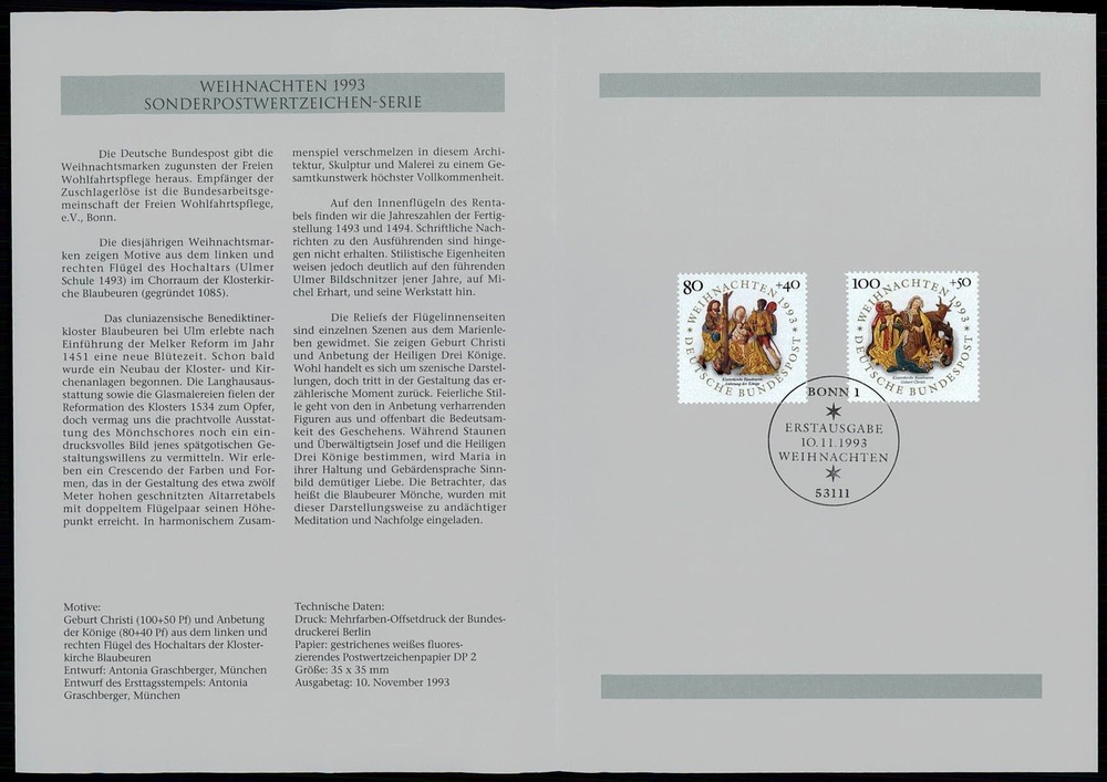 GERMANY FOLDER 1993/47 WEIHNACHTEN CHRISTMAS NOEL NAVIDAD