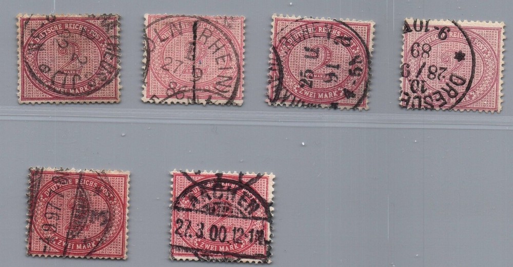 German Reich Michel No. 37 colors, stamped 6 times