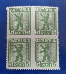 Germany Stamps Allied Occupation Berlin 4x 5 Pfennig Block SBZ Mi. Nr. 1 (19744)