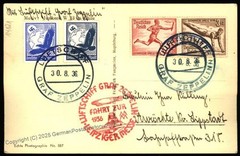 Germany 1936 Graf Zeppelin Bordpost Leipzig Messe Junkers Float Plane RPP 105365