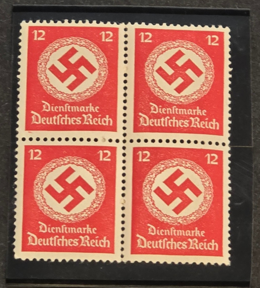 Third Reich WWII Nazi German NSDAP Swastika Stamp Block NSDAP x 4 MNH