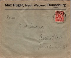 GERMANY 1923 POSTAL INFLATION COVER CANC RONNEBURG ADDR BERLIN