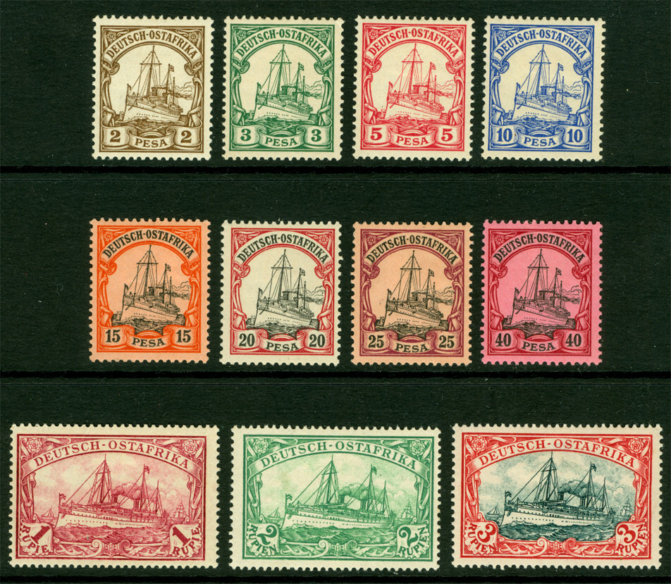 German Colonies – EAST AFRICA 1900 Kaiser’s YACHT set Sc# 11-21 mint MH