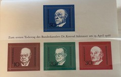 German Stamps- Konrad Adenauer, 1st Chancellor of West Germany, MNH