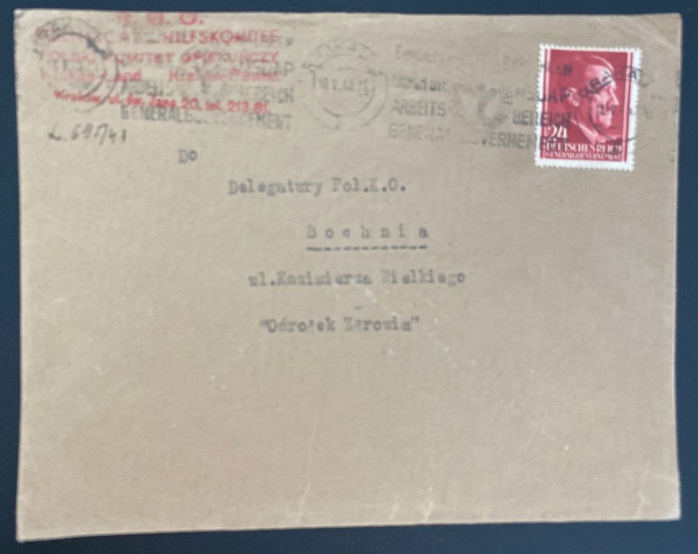 1943 Krakau GG Germany Slogan Cancel Cover To Bohemia Moravia