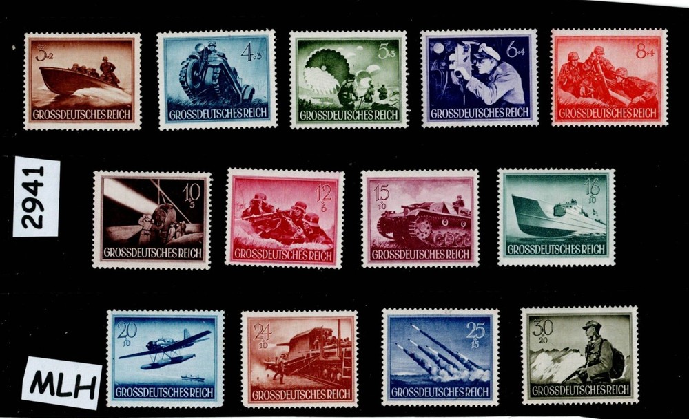 MLH stamp set B257-269 1944 Military Hero’s Day Third Reich WWII Germany #2941