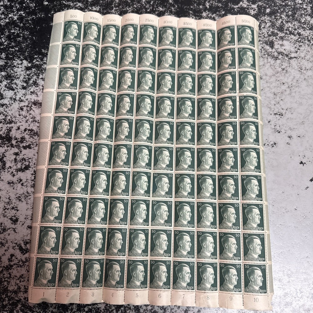 Germany Deutsches Reich WWII Hitler Head 2RM Stamps 3 Full Sheets 300 Stamps