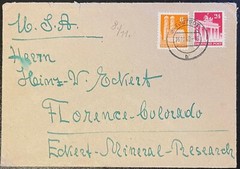 1948 Germany #638,#647 on cover, Tostedt to US; buildings topical *d