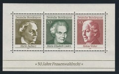 W Germany 1969 German Women’s Suffrage mini sheet SG MS1499 MNH
