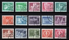 DDR (GERMANY), SCOTT # 1430-1443A, COMPLETE USED SET OF 15 BUILDINGS & MONUMENTS