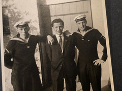 WW2 German Kriegsmarine Sailors Military Photo Navy Uniforms Caps Photo Postcard