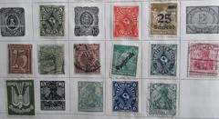 151 VINTAGE GERMAN WEIMAR REPUBLIC HYPER INFLATION STAMPS 6 PAGES STAMP ALBUM