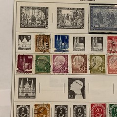 GERMANY FDR STAMP LOT ON THEODOR HEUSS HEADS, POSTHORNS AND MORE ON ALBUM PAGE