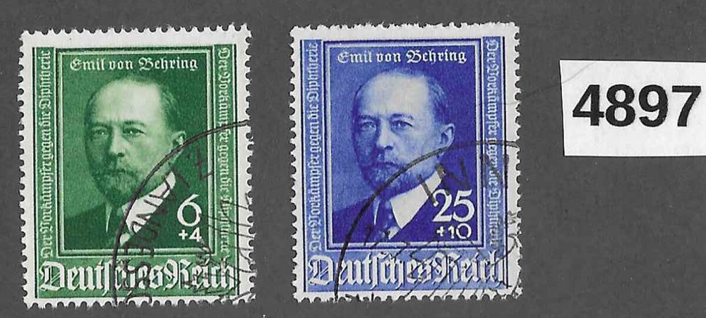 #4897 Used stamp set ScB186-187 / Third Reich Germany / 1940 Emil von Behring