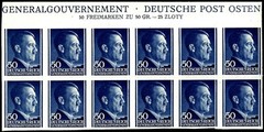 III REICH, GENERALGOUVERNEMENT, ADOLF HITLER, 50 GR., UNPERF., BLOC OF 12, MNH