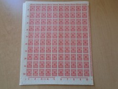 Germany – SG320 10M DM scarlet 1923. 10 x complete sheets of 100 stamps.