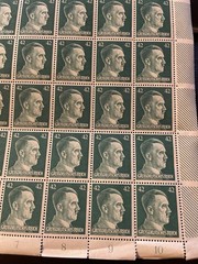 Stamp Germany 42 PF Adolf Hitler Sheet 1941 WWII 3rd Reich German MNH Faults