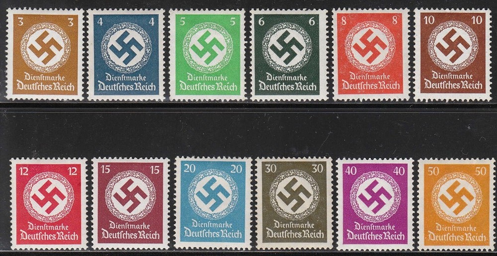 Stamp Germany Official Mi 132-43 Sc O80-91 1934 WWII War Era Dienst MNH