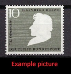 EB0229) GERMANY Mi 229, SC 740 MNH **, Original Gum, 1956 Heinrich Heine