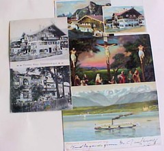 BAVARIA MACHINE CANCELS OBERAMERGAU X 3 MUNCHEN ALL TO USA 1906/1910