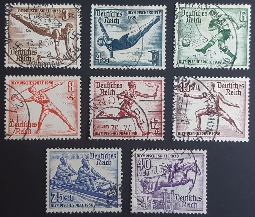 Germany Third Reich 1936 SG606-613 Berlin summer Olympics, complete set, FU