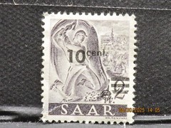 The listing is:(1)1947 Saarland Miner Surcharged Germany Stamp-LH-2-10p